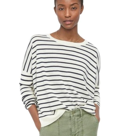 J. Crew Sweaters - J. Crew Striped dropped-shoulder crewneck sweater Size XS 
Item BG553